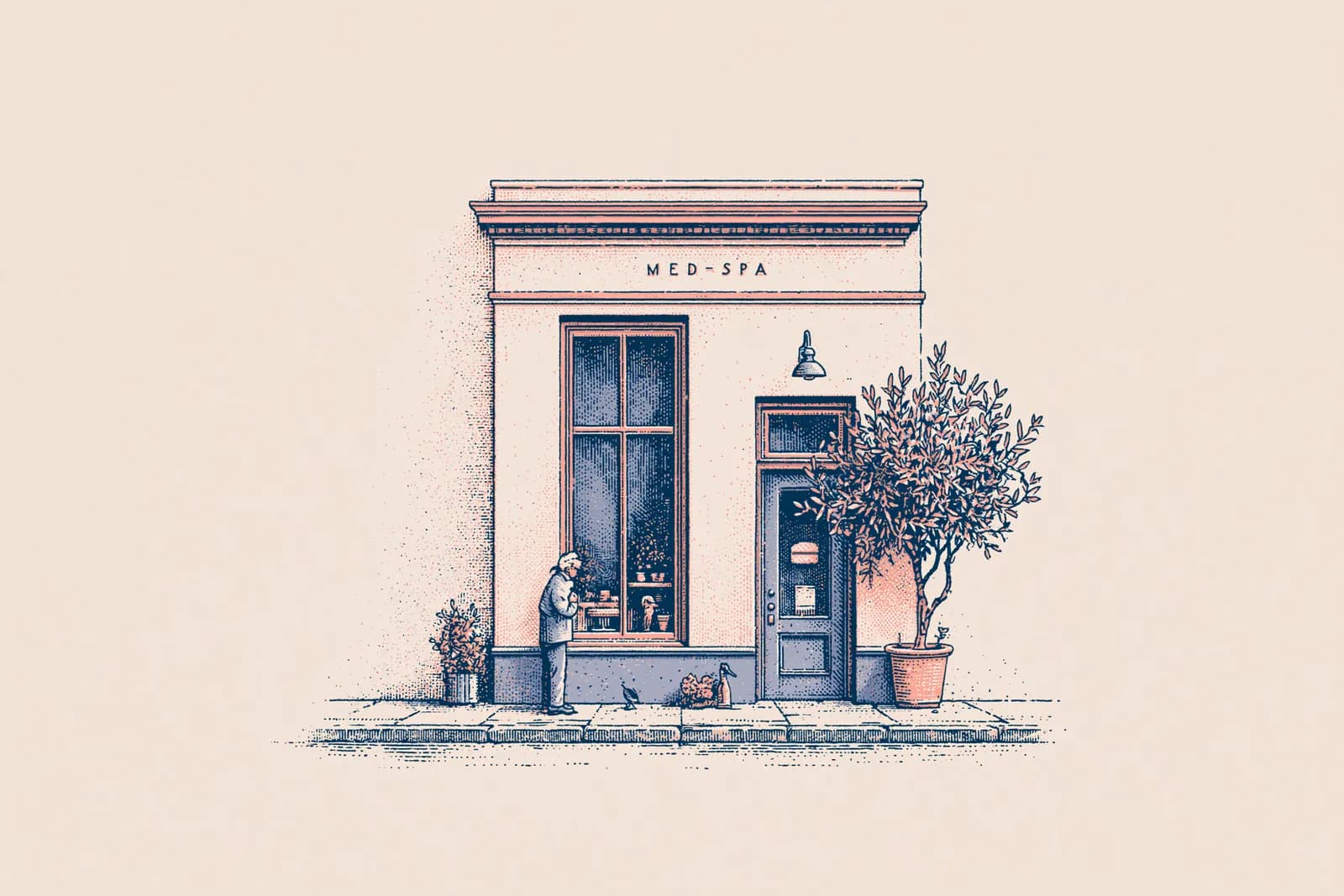 Lumen Skin Studio, drawn as a line-engraving plate