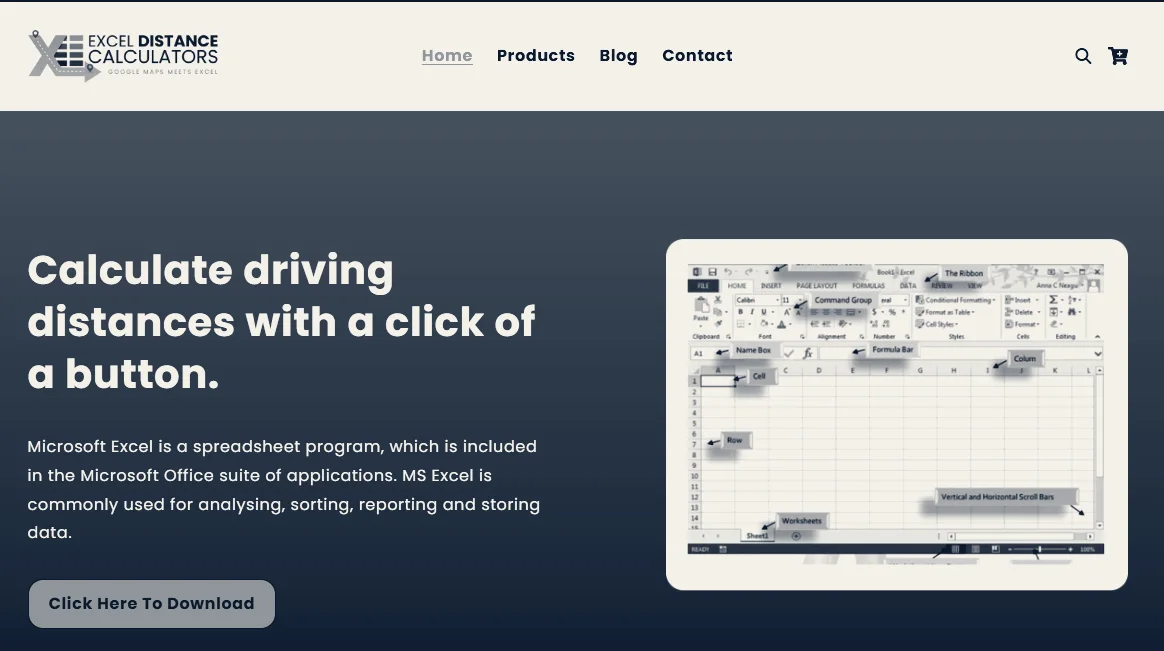 Excel Distance Calculators — Cottonwood Heights, Utah