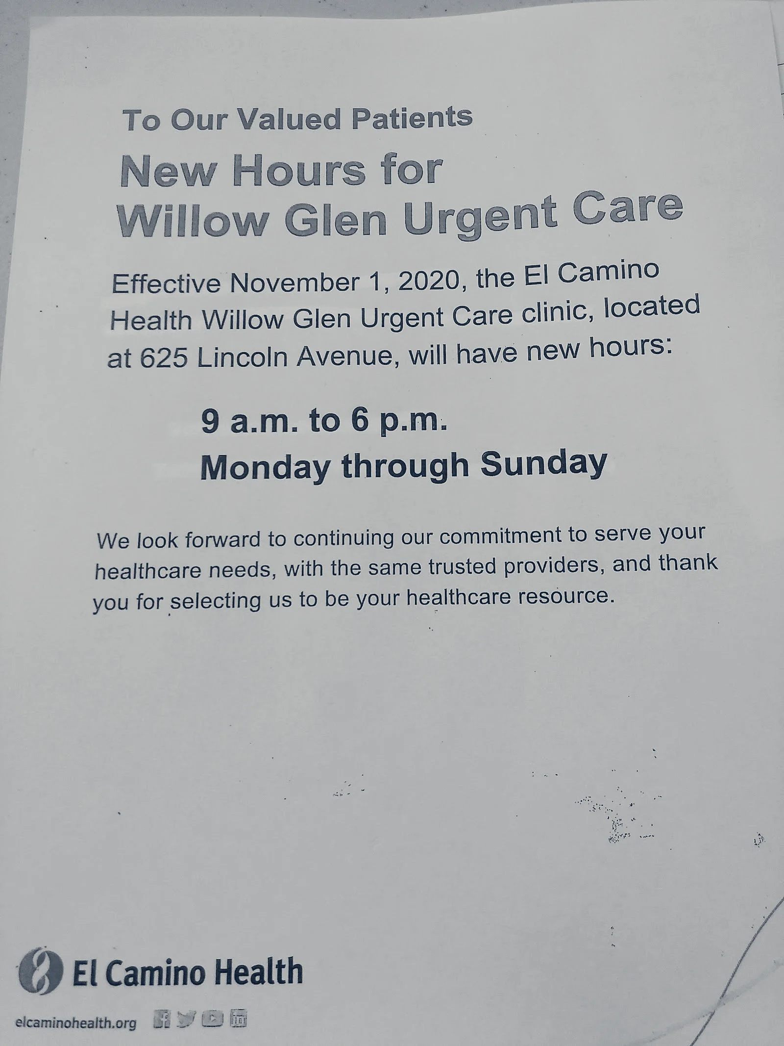 Urgent & Walk-In, Primary and Specialty Care Willow Glen – El Camino Health — San Jose, California